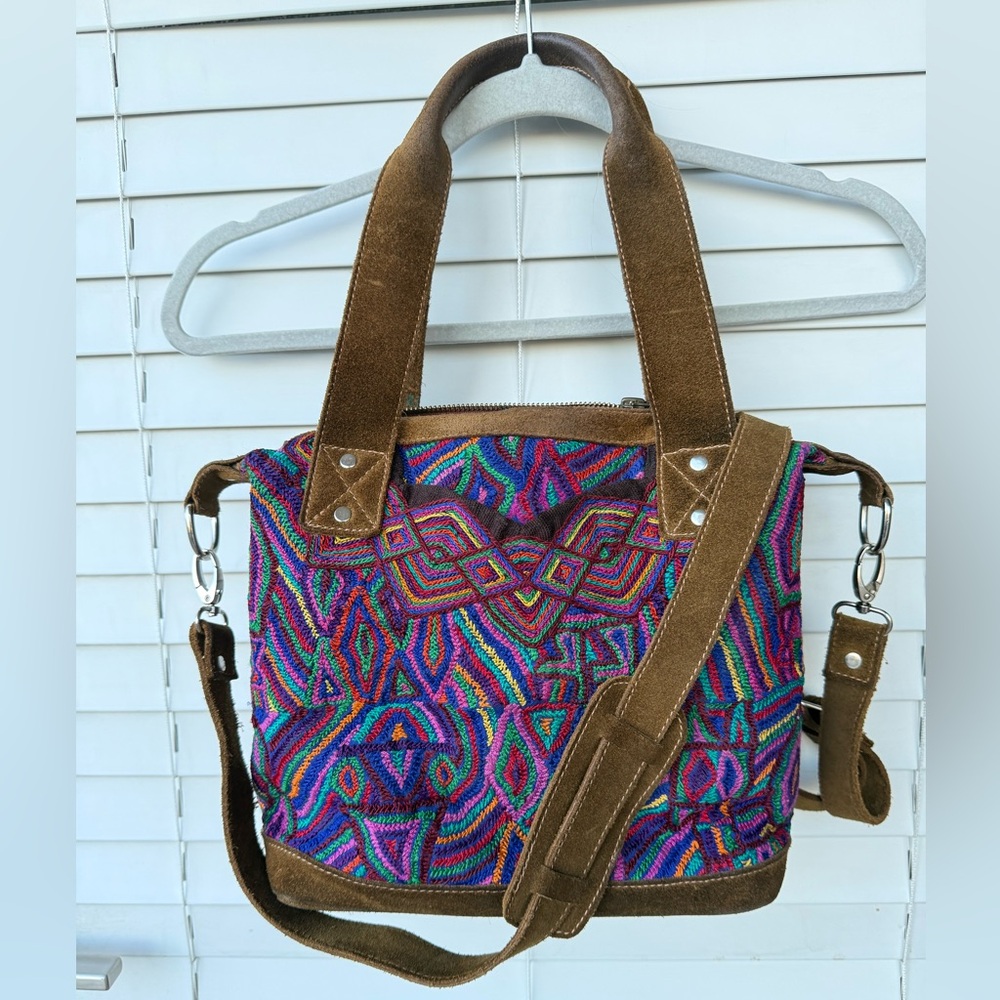 Huipil Overnighter Tote Bag Cross Body Purse Vintage suede aztec navaho style